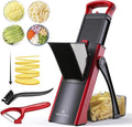 ONCE FOR ALL Safe Mandoline Slicer Plus with Peeler, Bigger Size, Red