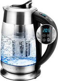 OVENTE 1.8L Glass Electric Kettle with Tea Infuser, Silver KG6610S