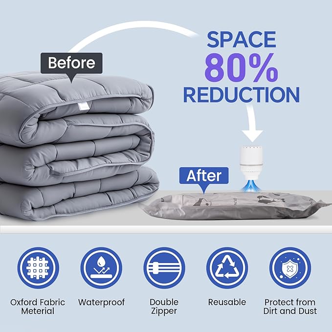 Bfhosehold 12 Pack Oxford Ripstop Vacuum Storage Bags with Pump