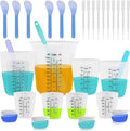 SWIGRANCE Silicone Resin Mixing 1L Measuring Cup Set for Resin Supplies, Easy-to-Read Marks, 1000ml/32oz Large Cup, 500&250&100ml Thickened Reusable Silicone Cups for Epoxy Mixing, Jewelry Making