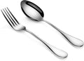 Artaste 56426 Rain 18/10 Stainless Steel Large Serving Spoons and Forks Set, 6 of Each, 12 Pieces, Silver