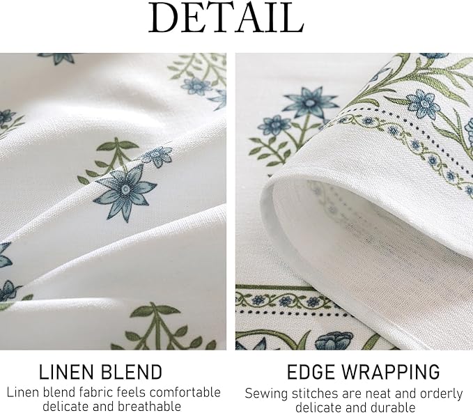 ISAENNE Designer French Linen Rectangular Tablecloth,110"x63"-Mosella F