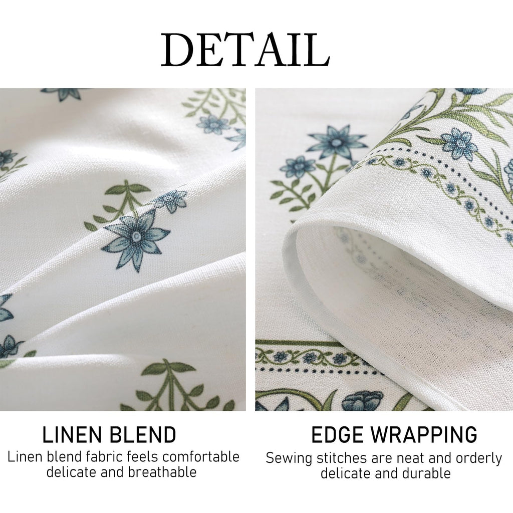 ISAENNE Designer French Linen Rectangular Tablecloth,110"x63"-Mosella F
