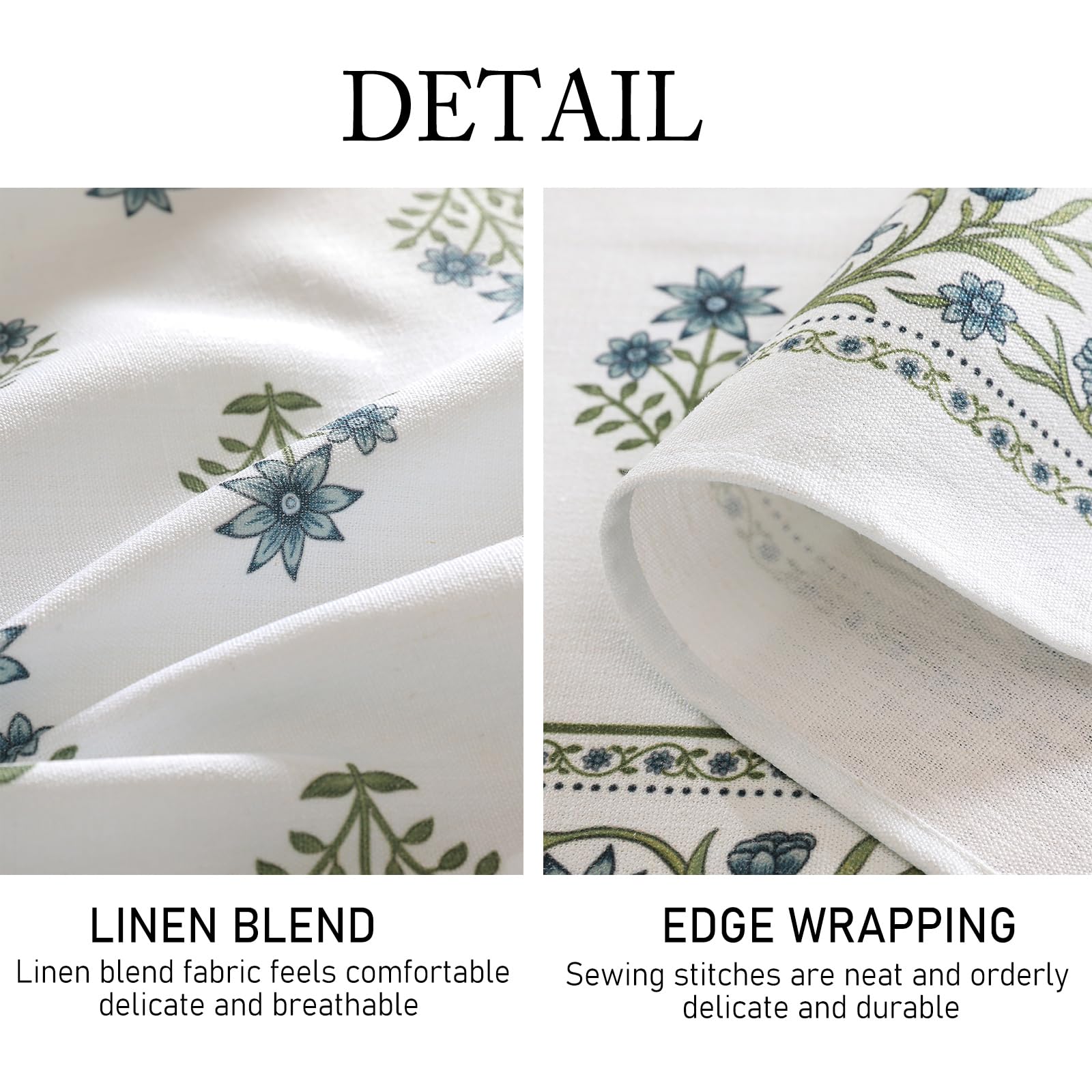 ISAENNE Designer French Linen Rectangular Tablecloth,110"x63"-Mosella F
