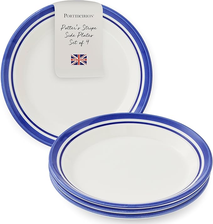 Portmeirion Potter's Stripe Salad Plate - Blue, Set of 4