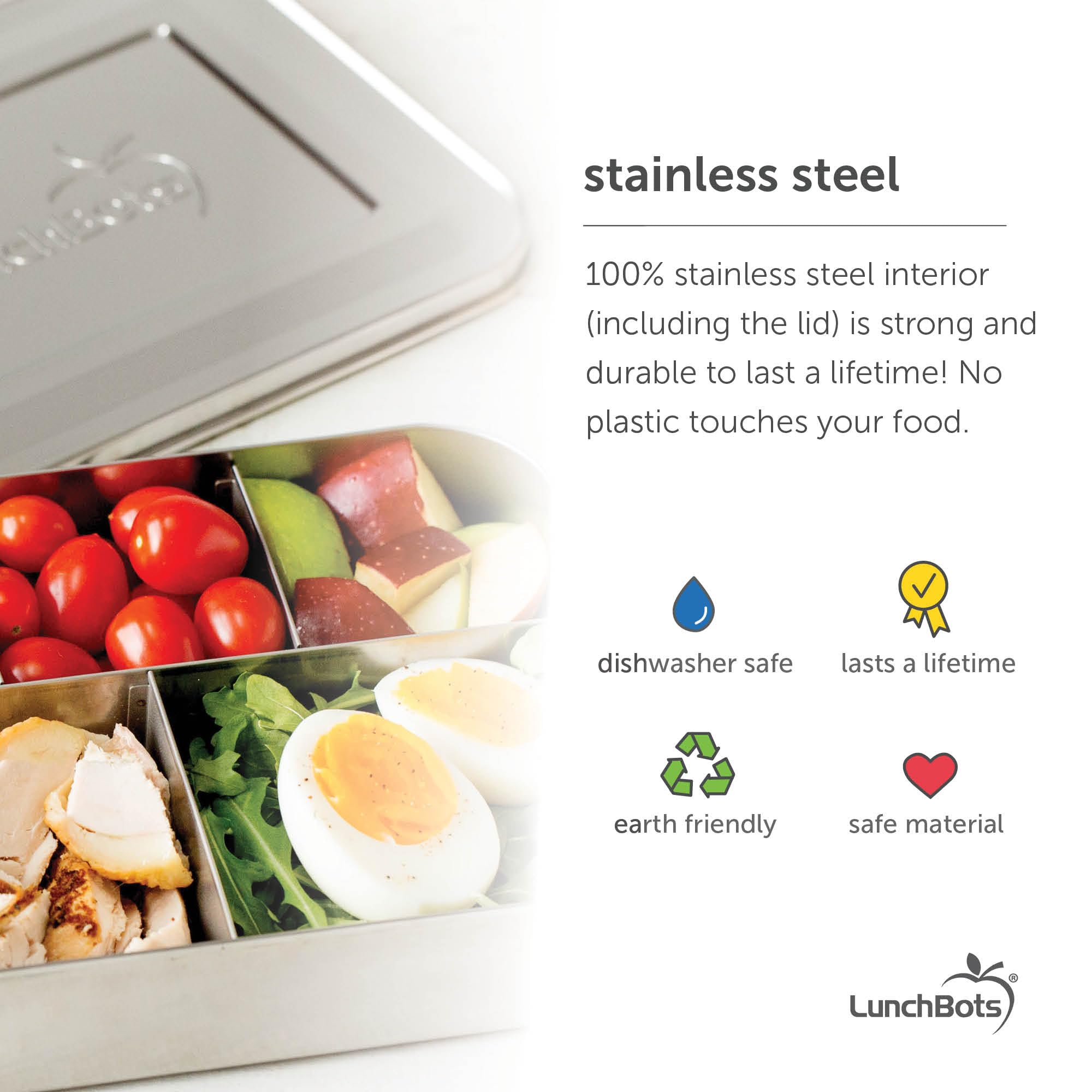 LunchBots Medium Uno Stainless Steel Kids Bento Box 1-Section Pink 20oz