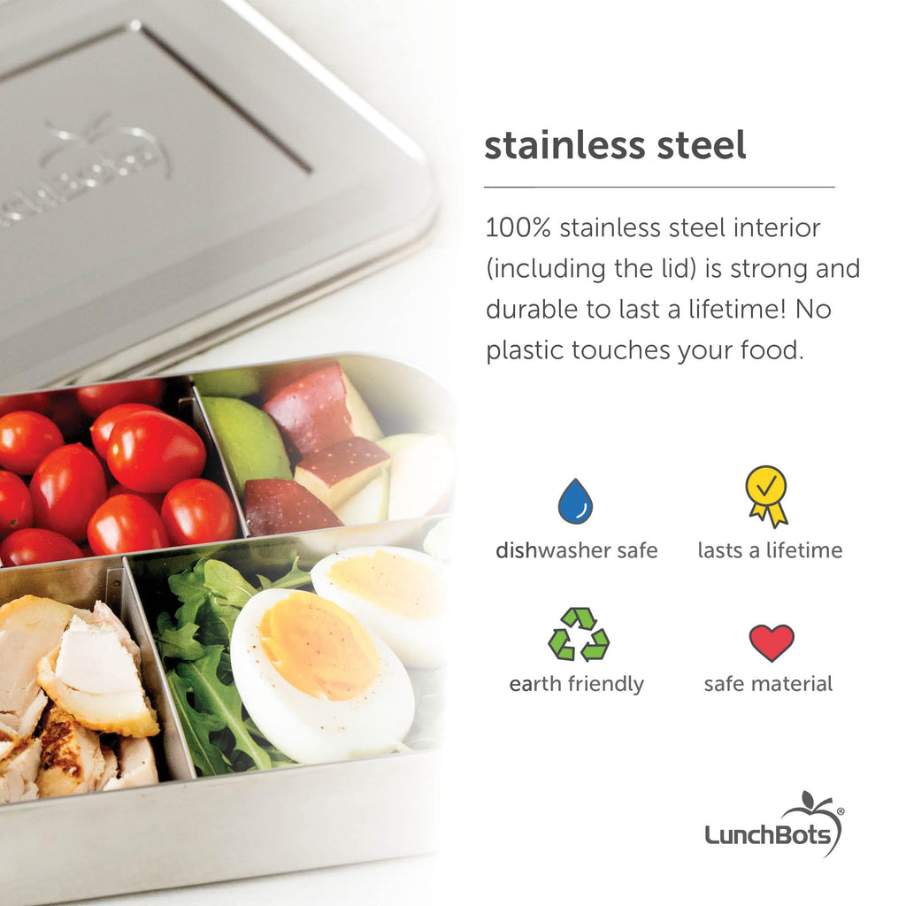 LunchBots Medium Uno Stainless Steel Kids Bento Box 1-Section Blue 20oz