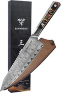 SANMUZUO Kitchen Chef Knife 8 Inch, Professional Kitchen Knife, Ultra Sharp Damascus Powder Steel with Full-tang Resin Handle, Bi Series