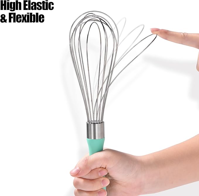 Doosu 18/8 Stainless Steel Balloon Whisk for Cooking (8 Wires, Aqua Sky)