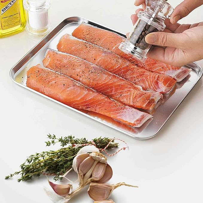 TeamFar Baking Sheet Set of 4, Stainless Steel Baking Pan Cookie Sheet
