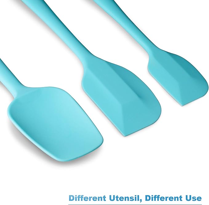 3-Piece Silicone Spatula Set, 600°F Heat Resistant, Light Blue