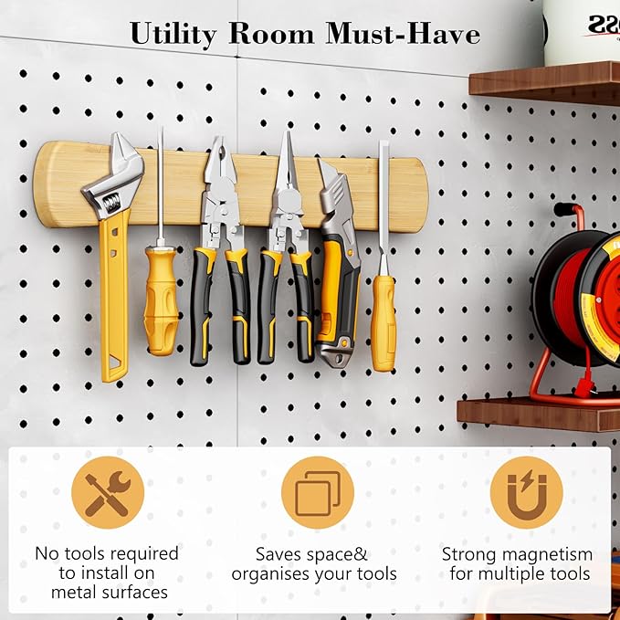 Magnetic Knife Holder, 18 Inch Bamboo Wood Knife Strip for Wall or Fridge