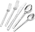 20 Piece Hammered Silverware Set, 18/10 Stainless Steel Flatware Set for 4