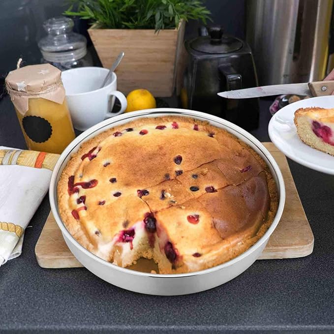 TeamFar 8 Inch Cake Pan, 3 Pcs Round Cake Pan Tier Cake Pan Set