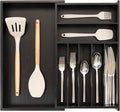 KitchenEdge Silverware & Utensil Drawer Organizer, 10.5-19 in, Black Bamboo