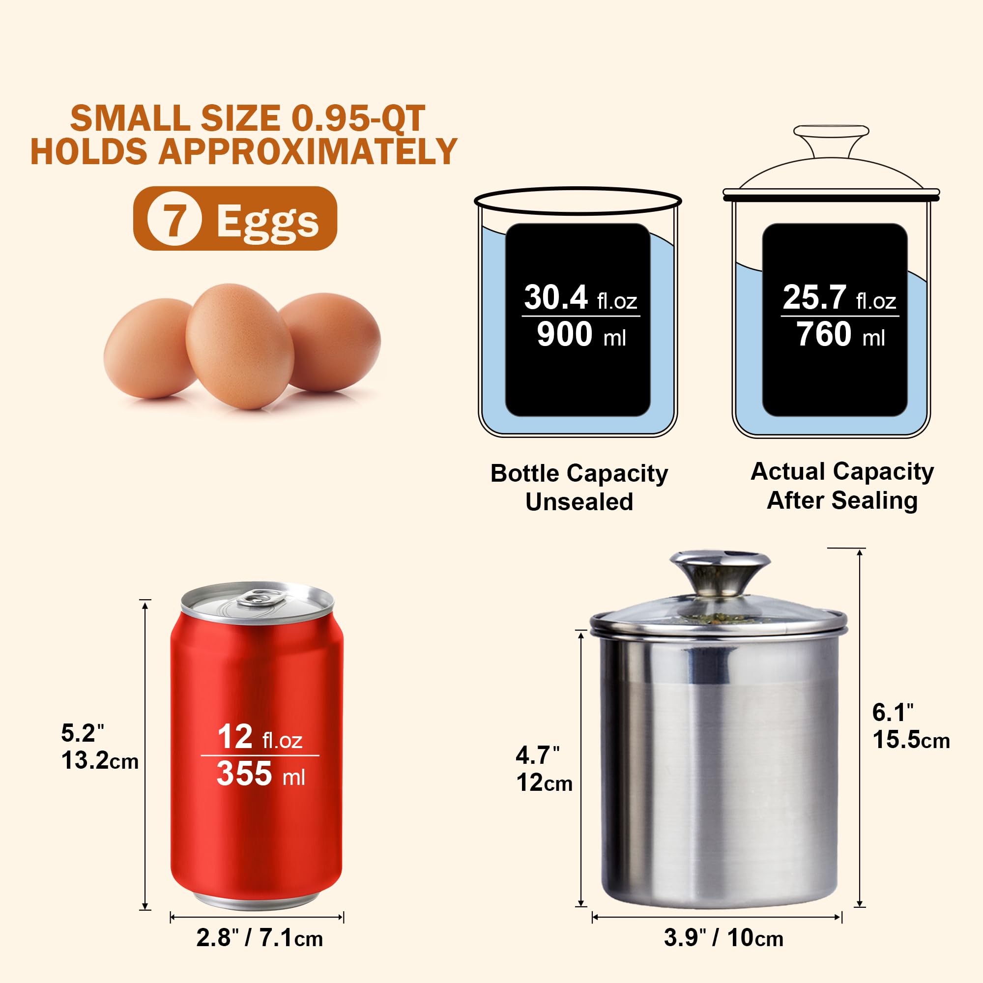 Cooks Standard Airtight Kitchen Canister Set for Coffee, Flour & Sugar Storage – Stainless Steel Food Storage Containers with Glass Lid – Pantry Organization Jars, 4 Pack
