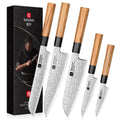 XINZUO 5 Pieces Kitchen Knife Set without Block, Hand Forged 67 Layers Damascus Steel Professional Chef Knife Set,Ultra Sharp,Olive Wood Octagonal Handle