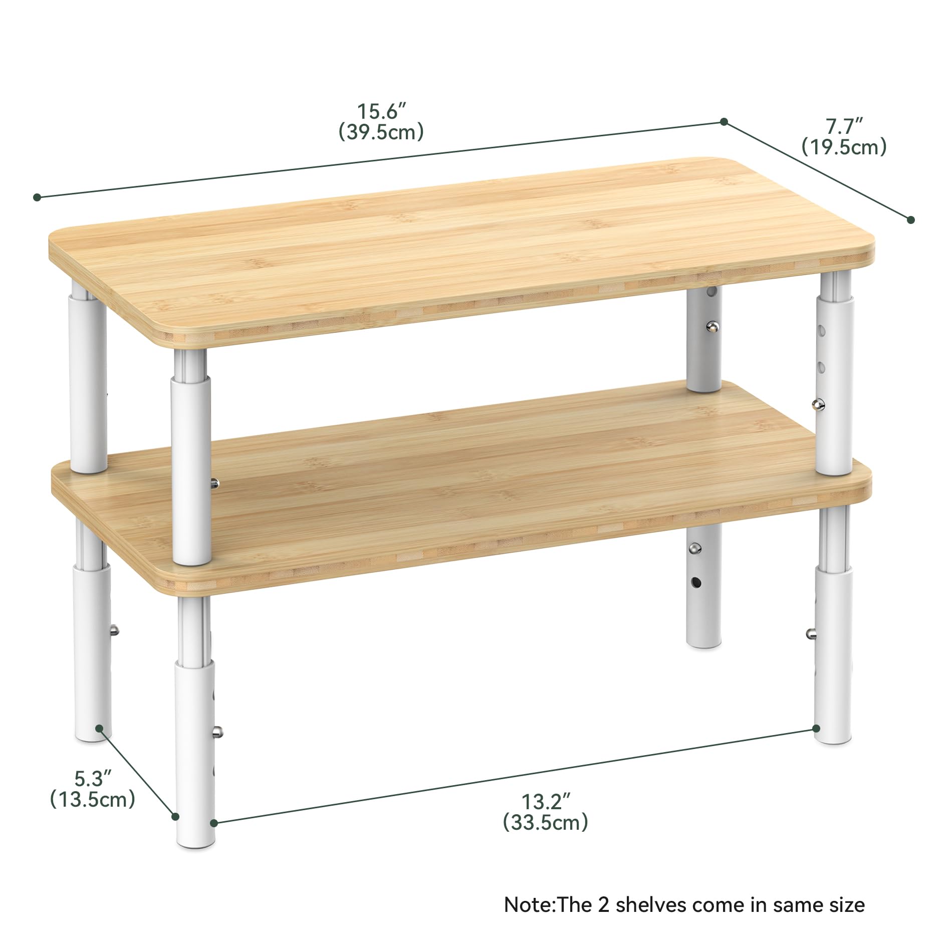 WELL WENG Bamboo Cabinet Organizer Shelf 2 Pack, Height Adjustable