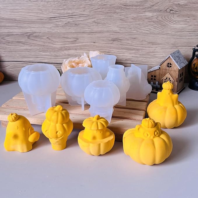 2Pcs Halloween Resin Silicone Mold, Ghost Pumpkin Candle Mold