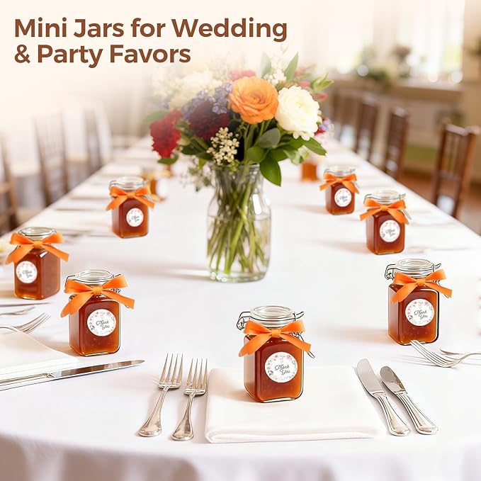ComSaf Square Small 8 oz Glass Spice Jars with Airtight Lids 12 Pack Pantry