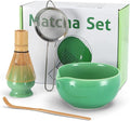 Matcha Whisk Set 5 Pcs, 18OZ Matcha Bowl With Thoughtful Spout, 100% Natural Bamboo Whisk, Ceramic Whisks Holder, 304 Stainless Sifter, Tea Scoop, Tea Spoon, Gift for Matcha Lovers Beginner