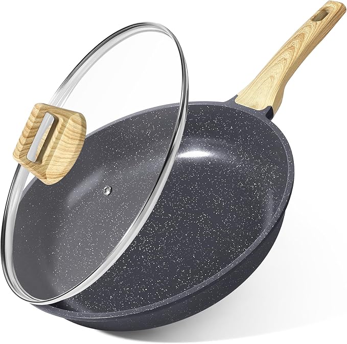 GiPP Nonstick Frying Pan Skillet - 11" White Granite Non Stick Pans, Omelette Pan with Heat-Resistant Handle, Compatible with All Stovetops, PFOA Free