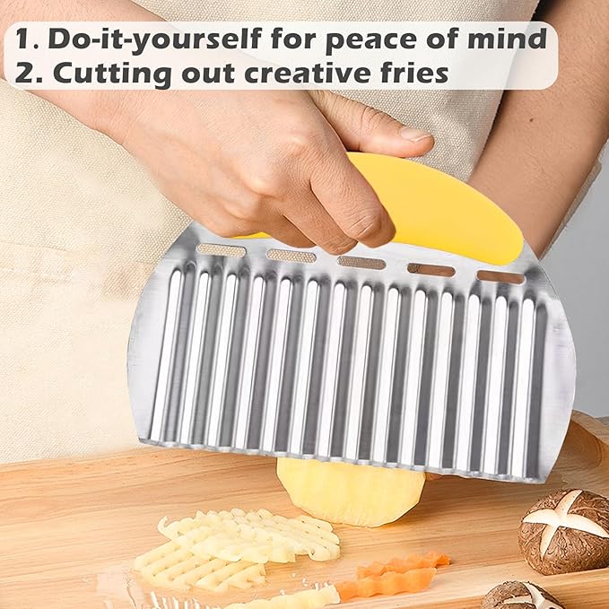 JAYVAR Large Crinkle Cutter, Stainless Steel Vegetable Wavy Chopper