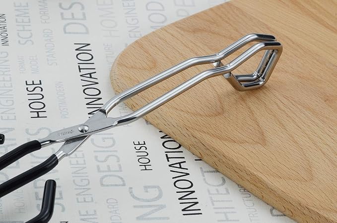 HINMAY Kitchen Scissor Tongs 11" Stainless Steel Cooking Tongs, Set of 2