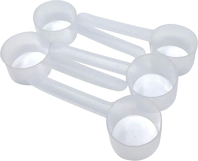 Supplement and Supply 32 mL (32 CC | 1.08 Oz.) Long Handle Plastic Measuring Spoon for Coffee, Protein Powder, Pet Food, Spices, Grains, Dry Goods – Food-Grade BPA-Free (Pack of 5)