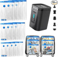 Gyreuni Travel Vacuum Storage Bags Combo Portable Wireless Electric Pump,12 Pack Compression Bags for Travel,Space Saver Vacuum Storage Bags for Clothing and Luggage