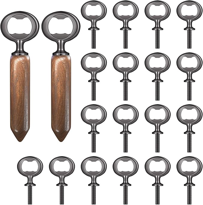 Yugada Metal Bottle Opener Kit, 20 Pcs Blank Stainless Steel Inserts, DIY Beer Opener Hardware DIY Craft Handmade Wood Turning Kits, Flat Black Inserts