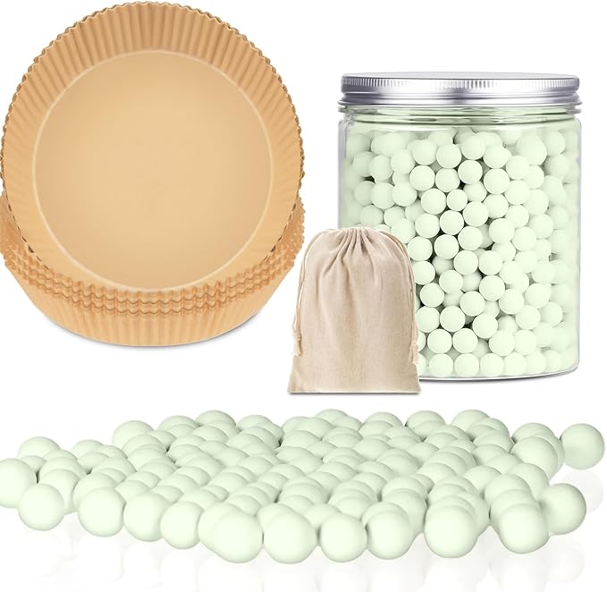1 Pack 2 lb Light Green Pie Weights for Baking Crust Reusable Ceramic Blind Baking Beans Stoneware with 50 Pcs Disposable Parchment Paper Pie Liner Fit 8, 9, 10 Inch Dish with Storage Bottle and Bag