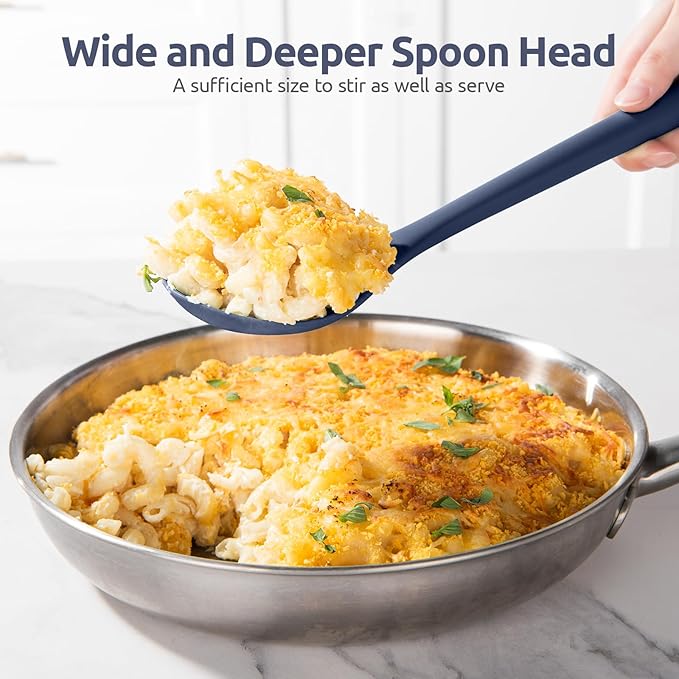 U-Taste Silicone Cooking Spoon, 13.3" Long Large Mix Spoon, Midnight Blue
