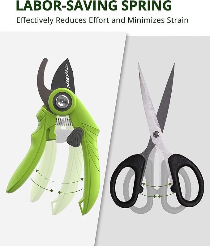 STAYGROW Garden Shears 6.9" Pruning Shears for Gardening Green