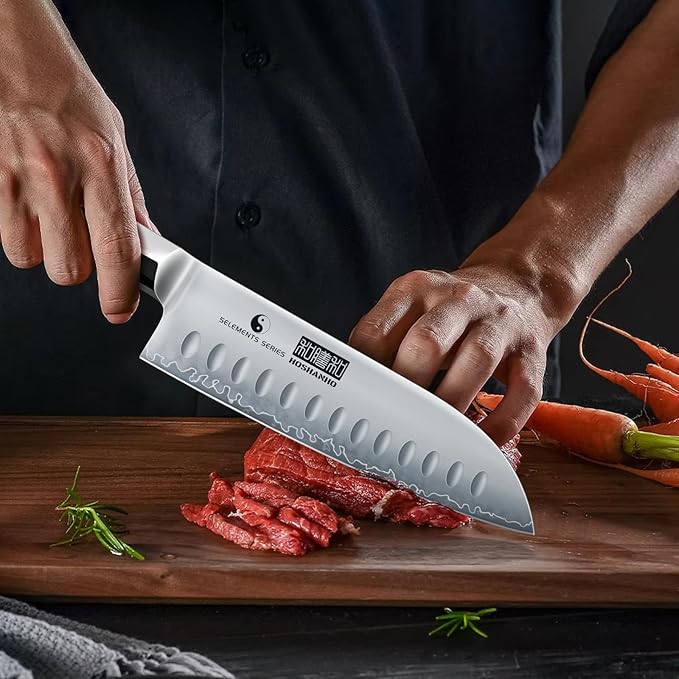 HOSHANHO Santoku Knife 7", Razor Sharp Kitchen Knife with Rosewood Handle
