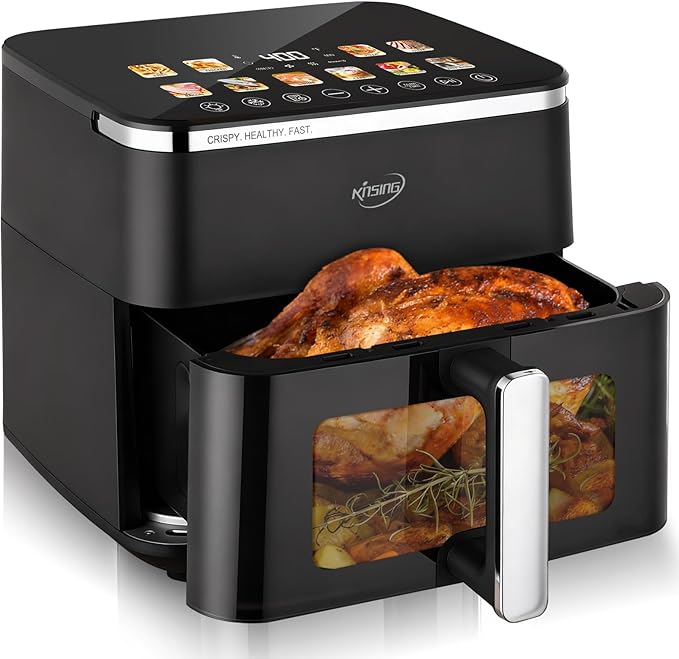 KINSING 10.6 QT Air Fryer, 9-in-1 XL Large Capacity with Visible Window