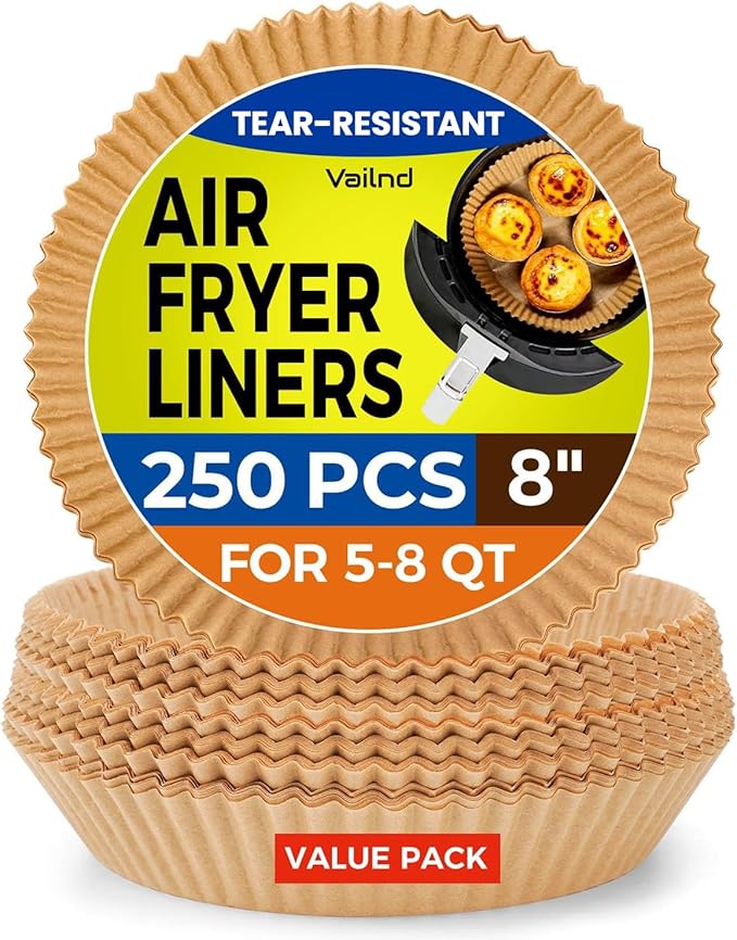 250 Pcs 8" Round Air Fryer Liners Disposable for 5-8QT