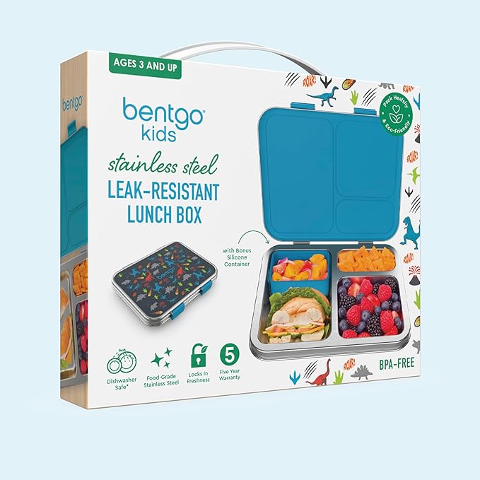 Bentgo Kids Prints Stainless Steel Leak-Resistant 3-Compartment Lunch Box