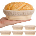 6 Inch Oval Banneton Bread Proofing Basket Set of 6, Kikcoin Mini Sourdough Bread Baking Supplies, Small Banneton Basket Proofing Baskets for Sourdough Bread Baking