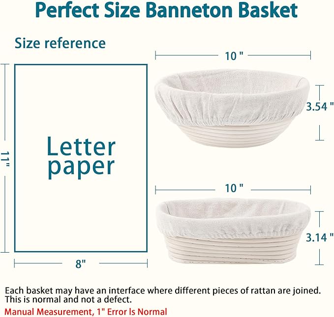 Aliggbent 28Pcs Sourdough Starter Kit, Rattan Banneton Proofing Baskets Set