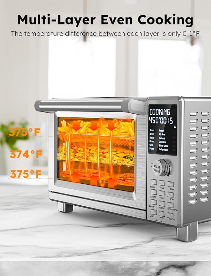 Nuwave Bravo XL Pro Air Fryer Toaster Oven, Improved 100% Super Convection