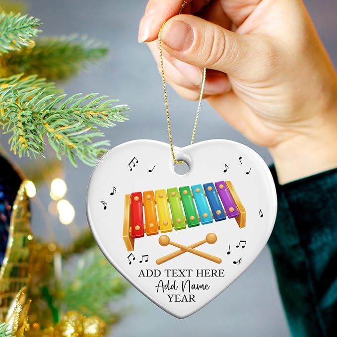 Personalized Xylophonist Christmas Ceramic Ornament, Custom Text Name & Year Xylophone Xmas Ornament, Xylophone Player Xmas Tree Hanging Ornaments 2026, Gift for Men Women Instrument Lover