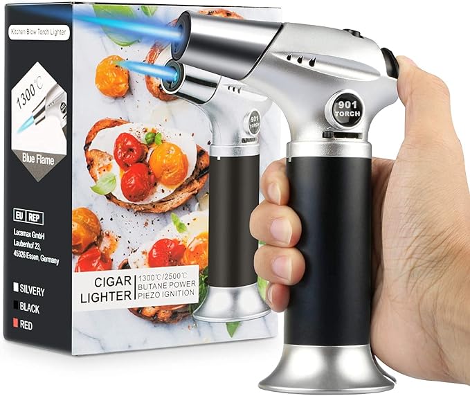 Kitchen Butane Torch, Safety Lock Adjustable Flame for Baking BBQ