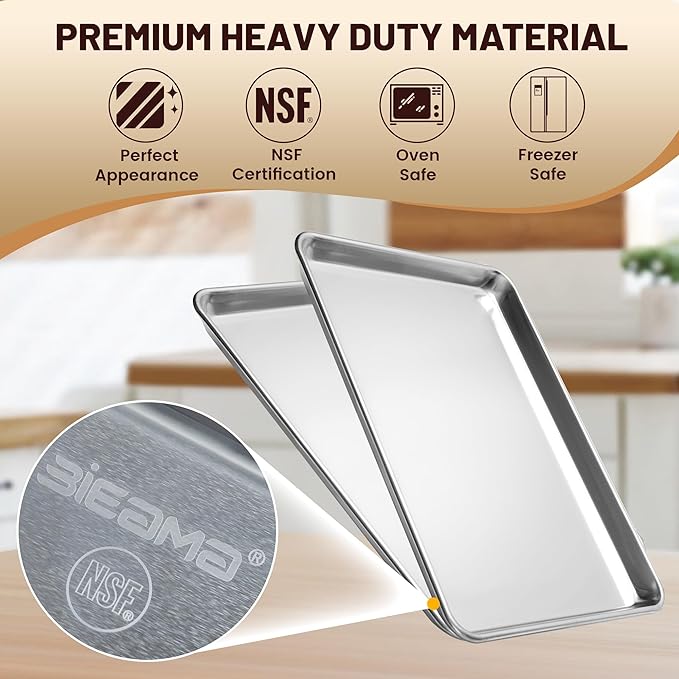 BIEAMA 12 Pack Half Size Baking Sheet Pan, Aluminum Commercial 18" x 13"