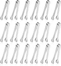 Dmoera 18 Pack Premium Small Serving Tongs, Mini Stainless Steel Appetizer Tongs 4.33Inch Silver