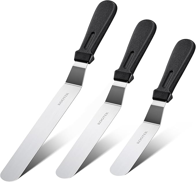 Kootek Angled Icing Spatula, Stainless Steel Offset Spatula, 6", 8" &10"