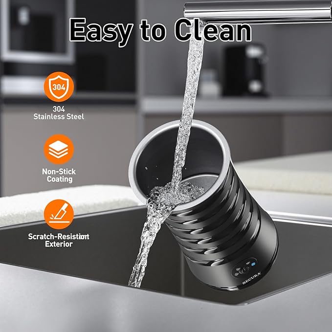 Secura Electric Milk Frother, 4-in-1 Automatic Hot & Cold Foam Maker