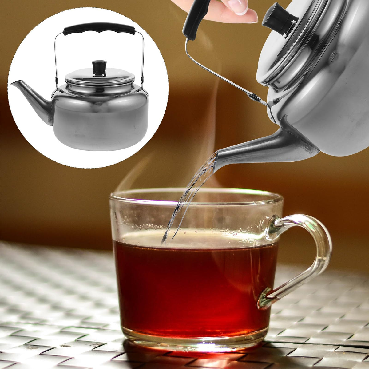 Stainless Steel Water Kettle 63OZ Outdoor Teapot with Anti-Scald Handle Portable Tea Kettle for Home and Camping Silver