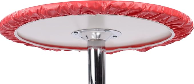 Yourtablecloth Heavy Duty Vinyl Round Fitted Tablecloth (Table Cover) with Flannel Backing Vibrant Colors Elasticized Tablecloth Great for Indoor and Outdoor Dining and Playing Cards 42” White