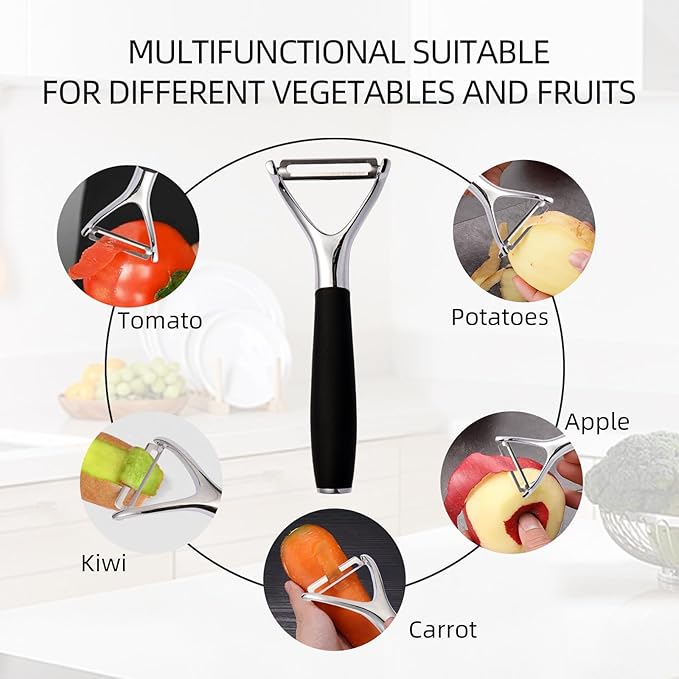 LIIGEMI Fruit Y Peeler, Sharp Blade Apple Peeler with Comfortable Non-slip Plastic Handle, Dishwasher Safe